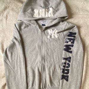 Womens PINK Victorias Secret Yankees Zip Up Hoodie